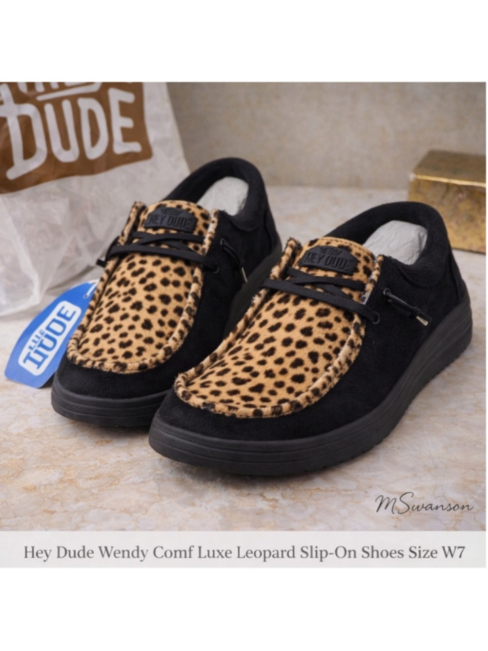 NEW Hey Dude Wendy Comfy Luxe Leopard Calf Hair Slip-On Shoes W7 EU 38 NWT